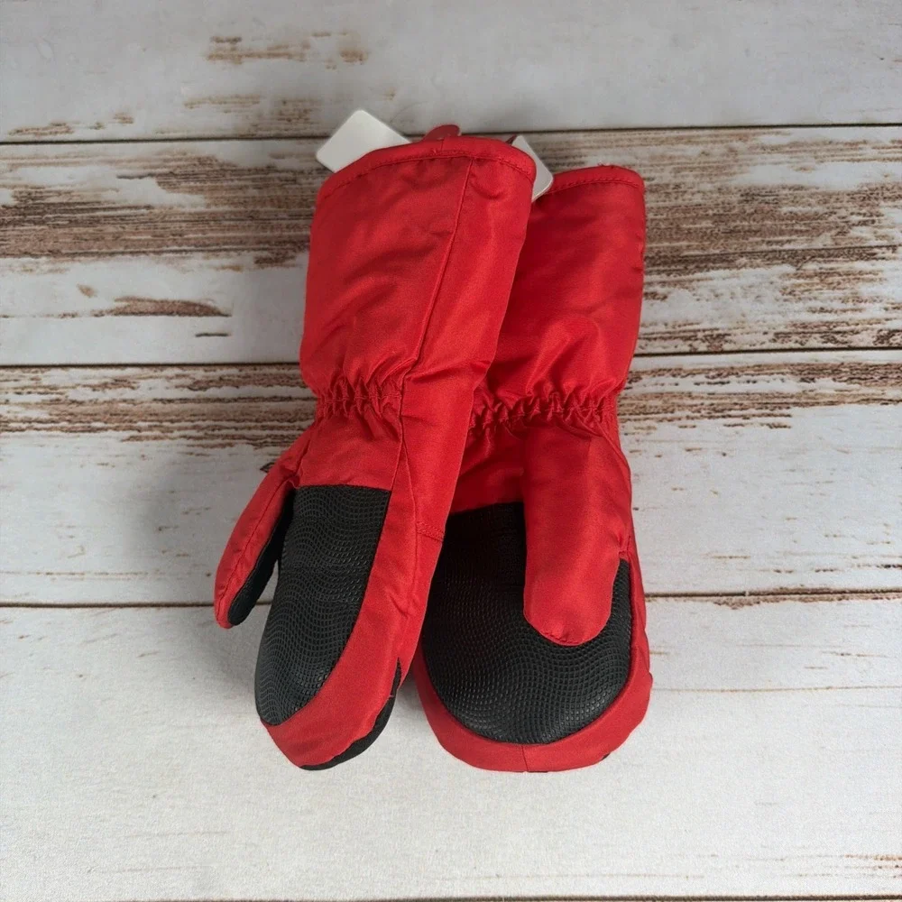 New Canada Weather Gear Boys Winter Snow Mittens Red Black Size 4-6
